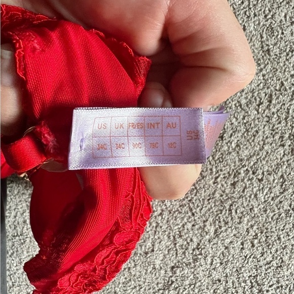 Savage X Fenty Women's Size 34C Romantic Corded Lace Push-Up Bra JW7 Goji Berry - Picture 5 of 5